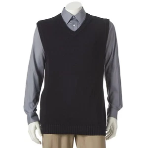 Neu Croft&Barrow mittelschwerer Herrenpullover aus Baumwollmischung V-Ausschnitt Weste schwarz - Bild 1 von 1