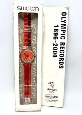 Swatch Watch 2000 GK324 悉尼奥林匹克唱片男式 100 米 Sprint-Needs 新电池 — 第 1/4 张图片