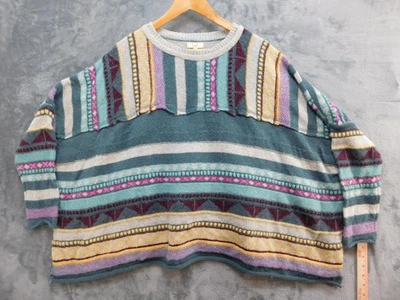 Easel Sweater Womens Medium Multicolor Boho Geometric Drop Shoulder Boxy ET14744 - Image 1 of 4