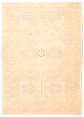 Alfombra geométrica anudada a mano vintage de 6'3" x 8'9" alfombra tradicional de lana Foto 1 de 4