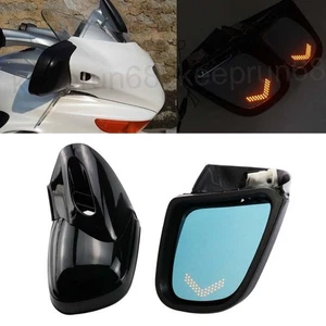 Gloss Black Rearview Side Mirrors w/ LED Turn Signal For BMW K1200 K1200LT 99-08 - Picture 1 of 12