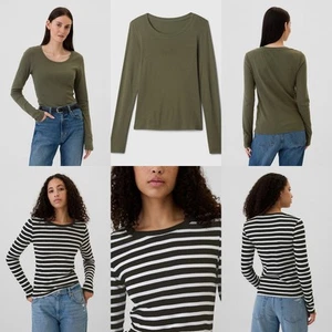 NUEVO CON ETIQUETAS GAP Suave Favorito Cuello Redondo Camiseta Camiseta Mangas Largas Mujeres M L XL - Imagen 1 de 13