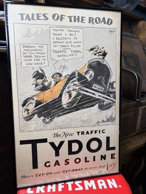 Antique Original Tydol Gasoline Oil Tales Of The Road Cardboard Sign Early Auto - Image 1 of 4
