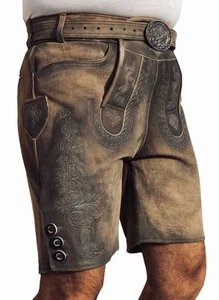 Oktoberfest Lederhosen Bayerische Lederhosen Trachtenhose mit Gürtel 62 - Bild 1 von 2