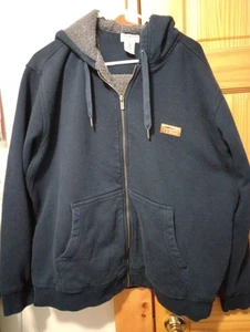L.L. Bean Full Zip Hoodie Fleece Sherpa Lined Men's L Navy Blue Hooded 512273 - Picture 1 of 8