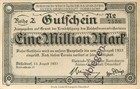 Düsseldorf Bauindustrie 1 Million Mark 1923 sehr leicht gebraucht Entw. Reihe Z
