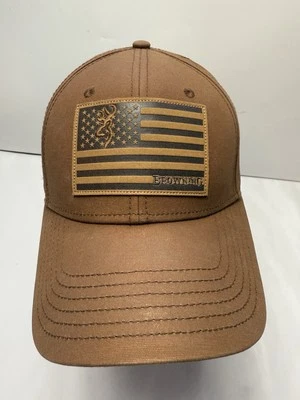 Browning Company Flag Snap Back Cap Buckmark Logo Hat Thick Canvas. - Image 1 of 4