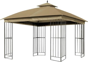 Canopy Top For Garden Treasures 10X10 Ft Brown Metal Square Semi Gazebo, Beige - Picture 1 of 7