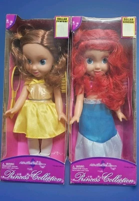 Disney 2 MUÑECAS ⭐ PEQUEÑA PRINCESA MUÑECA Sirena Bella Bestia BELLE & ARIEL RARO Foto 1 de 4