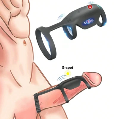 2-in-1 Couples Vibrator G-Spot Vibrating Cock Ring for Men, Rechargeable Sex Toy - Image 1 of 4