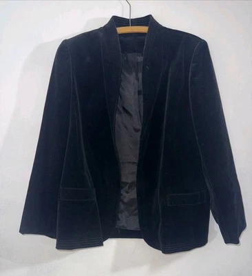 Blazer Vintage Negro Terciopelo Cuello Nivel Talla S Estilo Romance Oscuro Clásico Gótico Foto 1 de 4