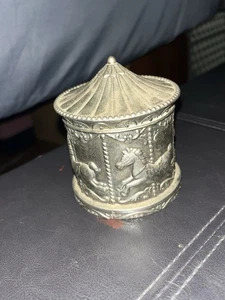 Vintage Silverplated Carousel Horse Coin Bank Made In Italy 4 In Tall - Picture 1 of 3