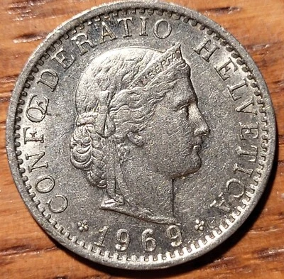 1969 Switzerland 20 Rappen Coin   N360 - Image 1 of 2