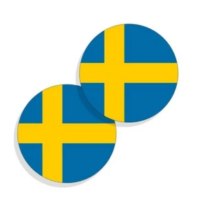 Sweden Flag Stickers Flag Decals Vinyl Round Set of 4 Swedish Flags - Picture 1 of 4