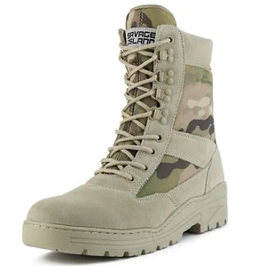 Botas tácticas con cremallera militares 907 Savage Island Desierto camuflado ejército patrulla de combate - Imagen 1 de 7