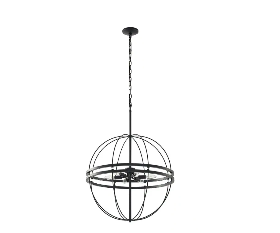 Leia 6-Light Matte Black Candle Style Globe Chandelier Foto 1 de 3