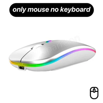 RGB Backlit Wireless Keyboard and Mouse Set For PC iOS Android Laptop Tablet - Image 1 of 4