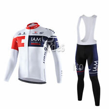 Mens Thermal Fleece Cycling Jersey Long Sleeve Bib Pants Set Cycling Bib Pants