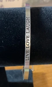 Inspirational Mantra cuff bangle bracelet "Live Laugh Love" Stainless Steel. - Picture 1 of 5