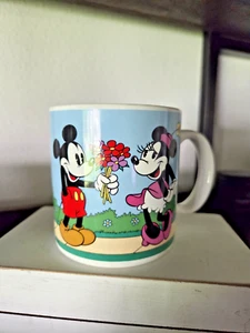 1985 Disney Applause Mug Mickey Minnie Mouse Bouquet Flowers Japan #5778 Vintage - Picture 1 of 10