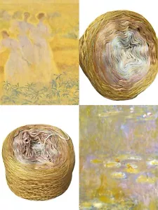 620g Metalic Linen Cotton Tencel Sultan Ombre Cake Yarn Gold Yellow White 3050m - Picture 1 of 10