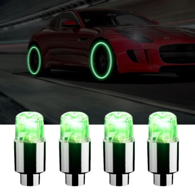 4x Green Car Wheel Tire Tyre Air Valve Stem Caps Auto LED Light Cap Accessories - Image 1 of 4