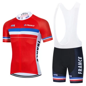 MTB Red Cycling Jersey Bib Shorts Kits Short Sleeve Shirt Pad Shorts Set - Picture 1 of 8