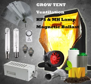 250-1000w HPS MH Magnetic Grow Light Reflector Grow Tent Hydroponics Kit System - Picture 1 of 10