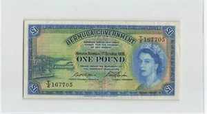 BERMUDA 1 Pound 1966, P-20d Final Date, T/2 167705, Crisp Original VF, QEII. B1 - Picture 1 of 2