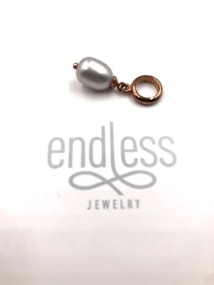 Endless Sterling Silver 925 Rose Gold Plated Grey Pearl Drop Bead Charm 63352-2 - Image 1 of 2