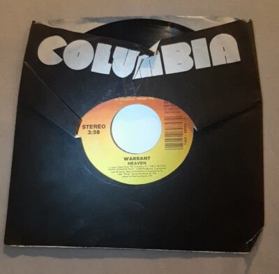 Warrant 45 Heaven / In the Sticks 1989 Columbia 38-68985 vg+ - Image 1 of 2