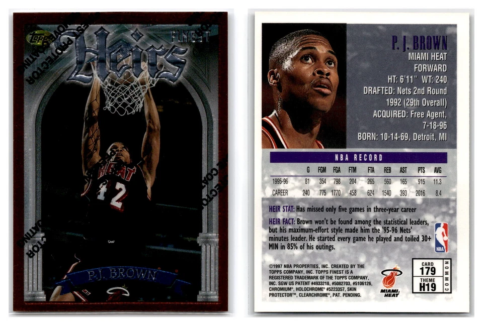 1996-97 Topps Finest #179 P.J. Brown - Miami Heat - Image 1 of 1
