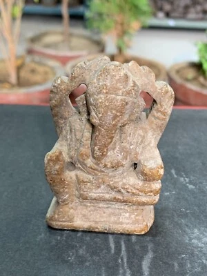 Estatuilla estatua miniatura sentada de dios Ganesha de piedra de mármol hecha a mano de colección Foto 1 de 4
