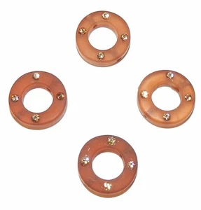 APL228 Lt Colorado Topaz Swarovski Crystal & Brown Resin 16mm Round Donut Beads - Picture 1 of 1