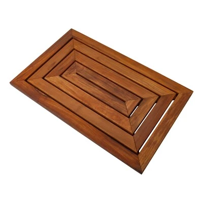 Alfombra de ducha/baño/exterior estilo nórdico antideslizante de madera de teca 31,4" x 19,6" Foto 1 de 3