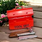 Vtg 3.5 Inch Red Plastic Tool Chest Set Tools Doll Accessory Hammer Screwdriver 