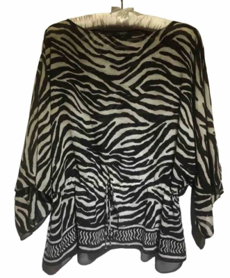 Top Ralph Lauren Chaps Para Mujer XL Negro Marrón Animal Cordón Cintura Foto 1 de 4