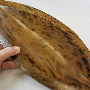 Vintage MCM Mango Wood Decorative Bowl 17" Long Unique Cat Eye Leaf Shape EUC  - Picture 1 of 12