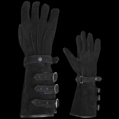 Medieval Gloves,Black Leather Suede Kandor Glove,training Mittens,cosplay Gloves - Image 1 of 3