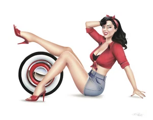 Hot Rodder Pin Up Girl Art Print 11x14 Direct From Artist Whitewall Tire - Picture 1 of 4