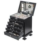 Handcrafted Wooden Jewelry Box Organizer Wood 6 Layers Case With 5drawers Black