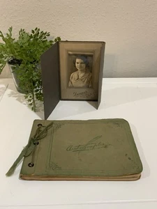 Antique 1930’s Handwritten Green Autograph Book Rubye Jackson With B&W Portrait - Picture 1 of 9