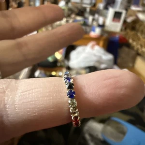 Elastic Tiny Ring With Gem Stones - Picture 1 of 9