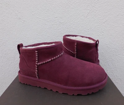 UGG X MADHAPPY UVA SELVAGEM PELE DE CARNEIRO CLÁSSICO ULTRA MINI BOTAS, MULHERES EUA 6/37 NOVO NA CAIXA - Imagem 1 de 4