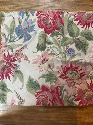POTTERY BARN 2 Pillow Covers MARLA FLORAL Linen Bld TAN/BLUE/PINK 20 X 20 Beauty - Image 1 of 4