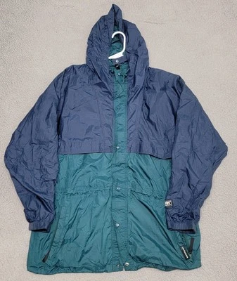 Chaqueta Helly Hansen Para Hombre Grande Azul Verde Cremallera Completa Lluvia Capucha Cortavientos Nylon Foto 1 de 4