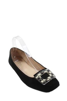 FS/NY Womens Textured Suede Squared Toe Slip On Flats Black Size 9.5 - Image 1 of 4