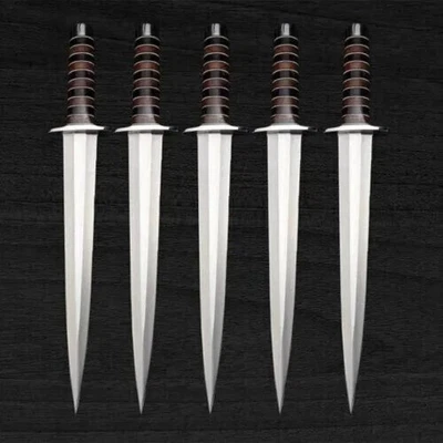 5-pc Arkansas Toothpick Dagger Handmade D2 Dagger Hunting  knife &Leather Sheath - Image 1 of 4