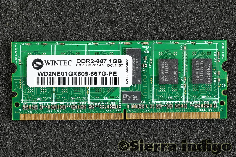 Wintec WD2NE01GX809-667G-PE DDR2-667 1GB Memory RAM - Image 1 of 1