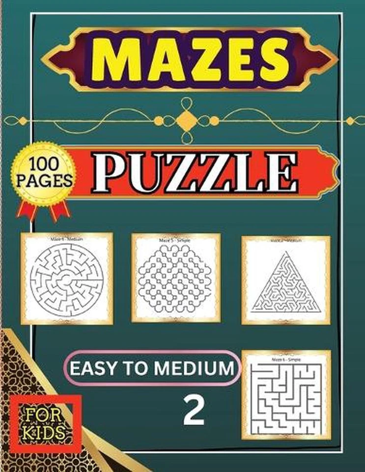 Mazes Puzzle for Kids 2 Easy to Medium: 100 Easy to Medium Large Print Mazes - 8 - Image 1 of 1